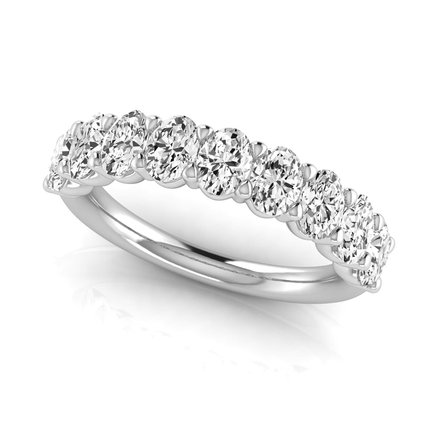 1/2 Spread Oval Diamond Wedding Band (2 1/4 ct. tw.), On hand view in white gold or platinum
