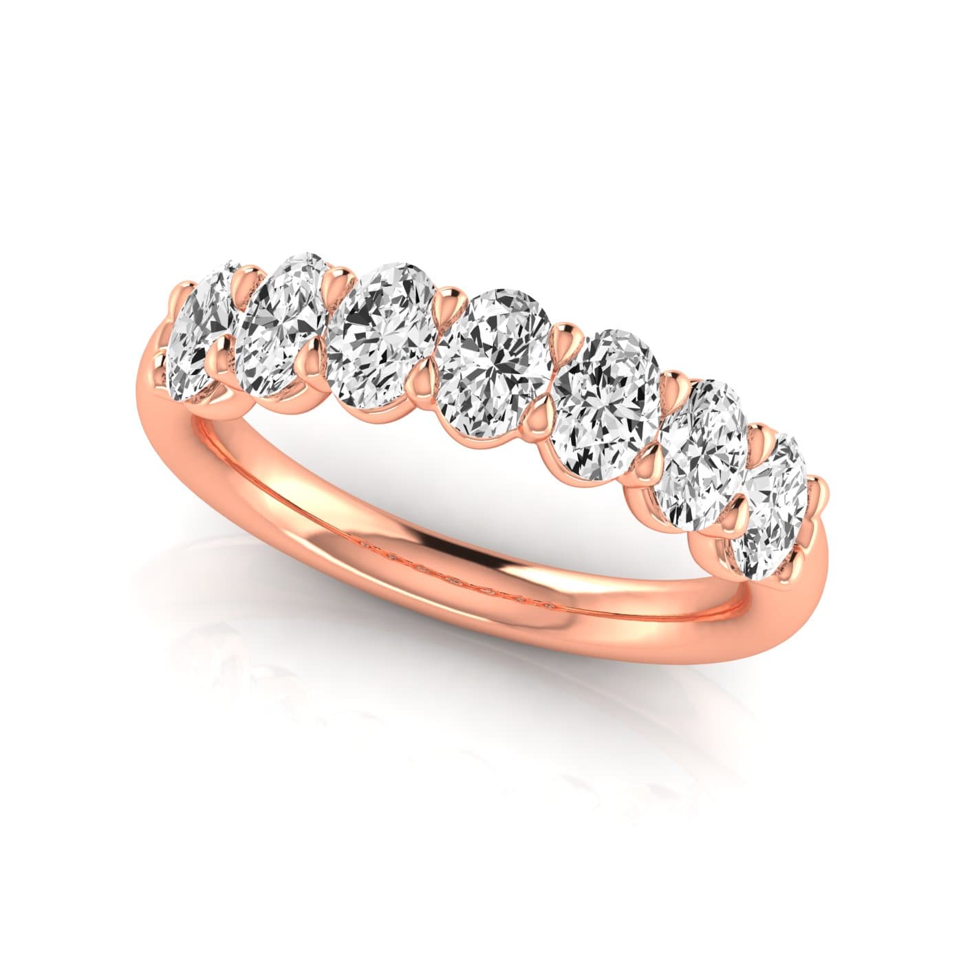 1/2 Spread Oval Diamond Wedding Band (2.31 ct. tw.), On hand view in rose gold