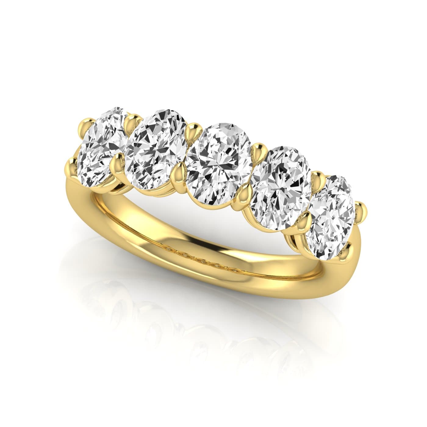 1/2 Spread Oval Diamond Wedding Band (2 1/2 ct. tw.), On hand view in yellow gold