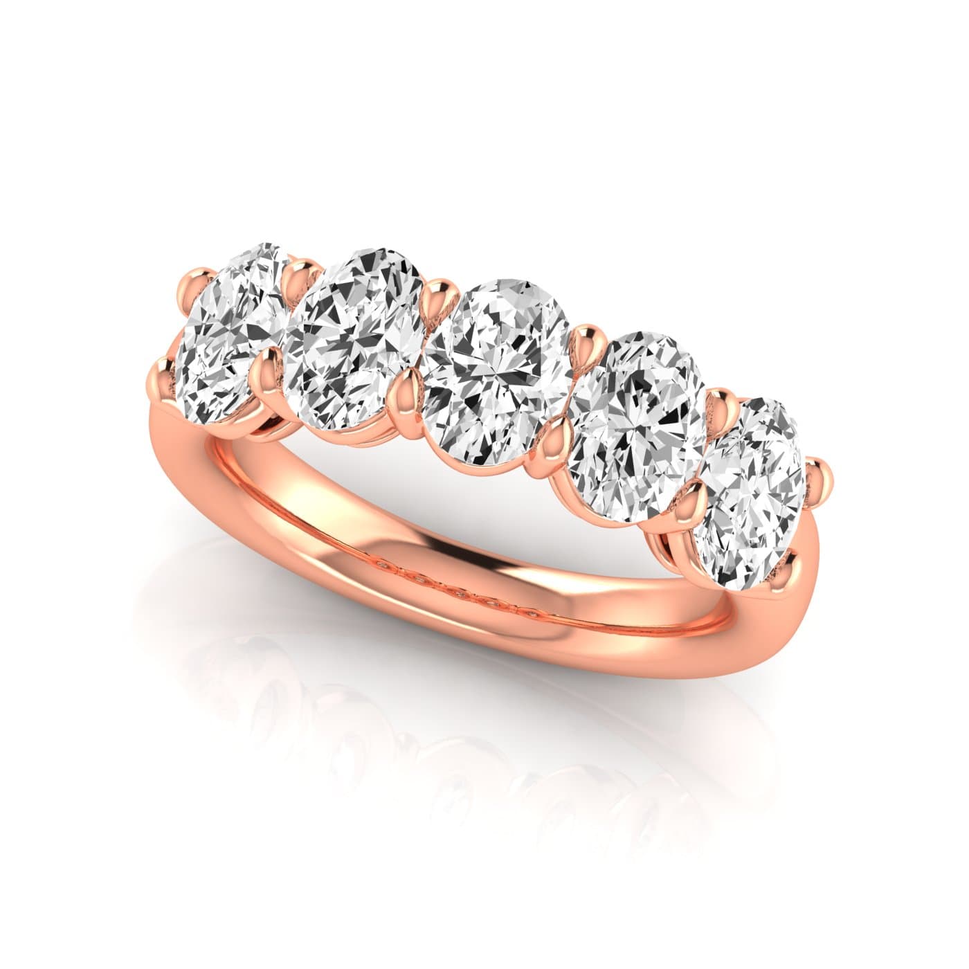1/2 Spread Oval Diamond Wedding Band (2 1/2 ct. tw.), On hand view in rose gold