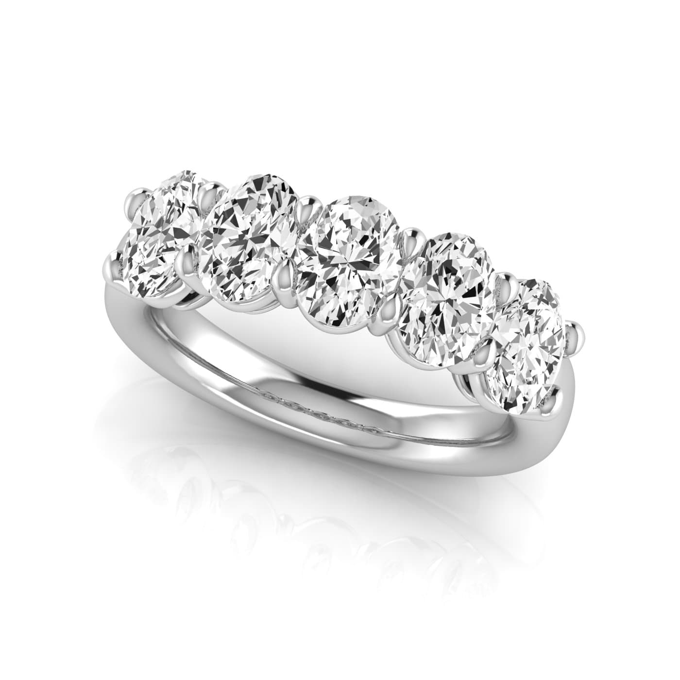1/2 Spread Oval Diamond Wedding Band (2 1/2 ct. tw.), On hand view in white gold or platinum