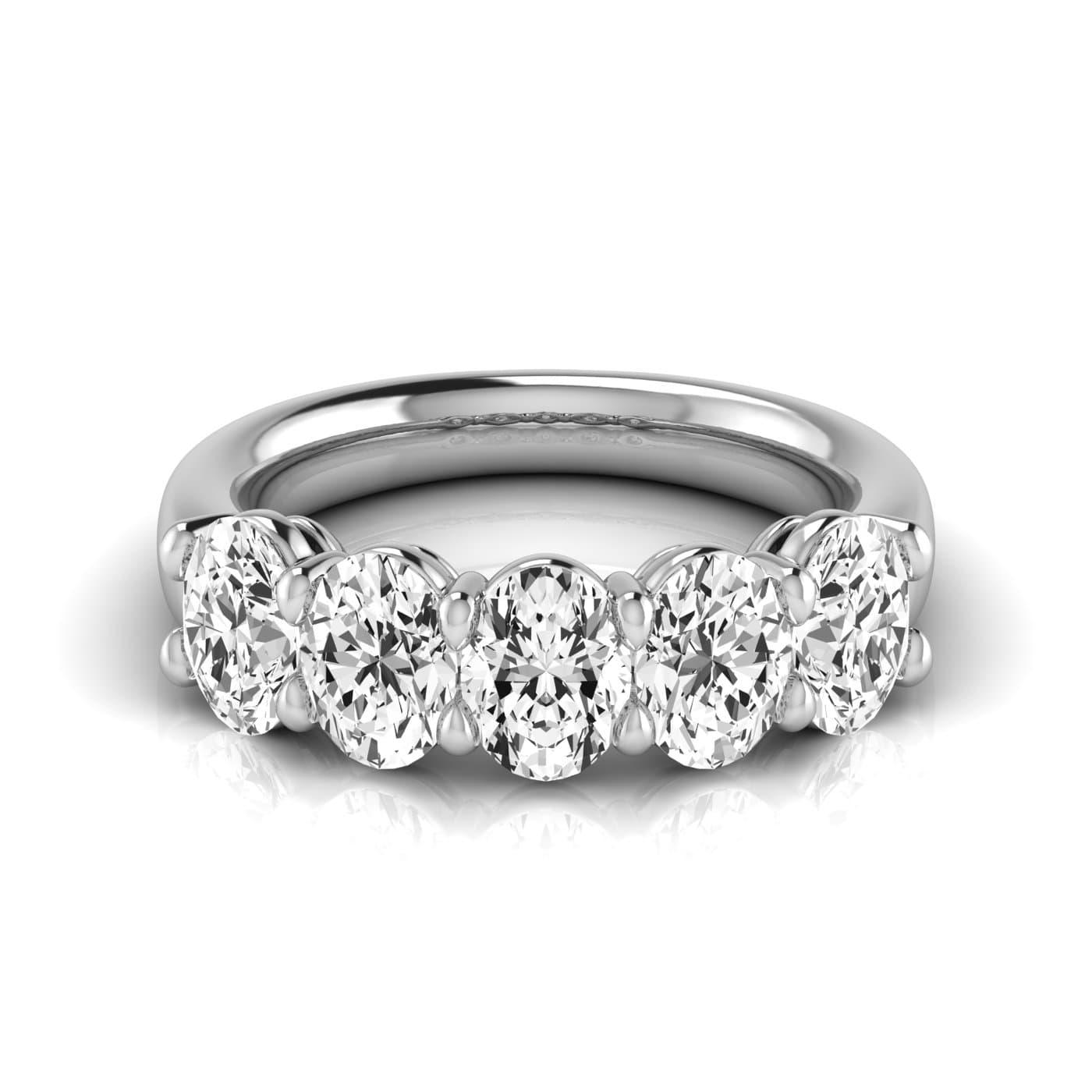 1/2 Spread Oval Diamond Wedding Band (2 1/2 ct. tw.), Side view in white gold or platinum