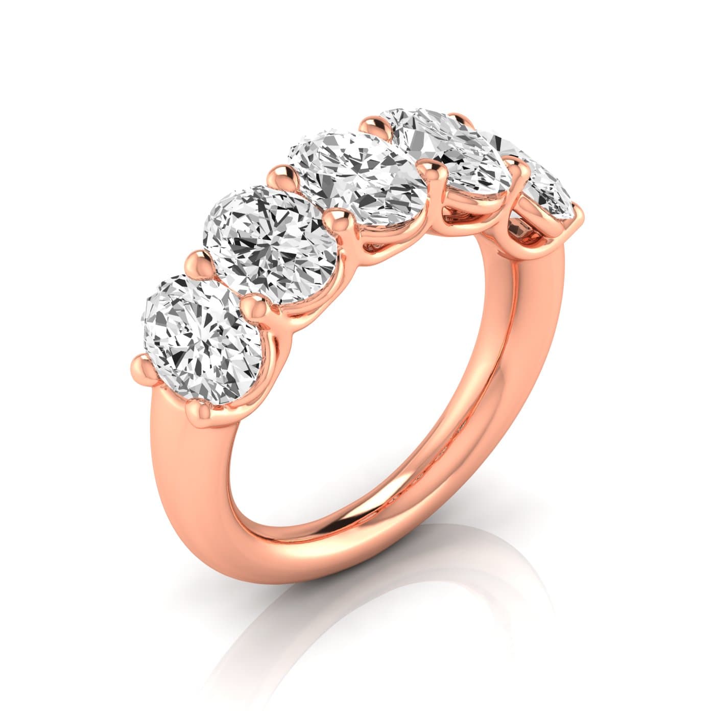 1/2 Spread Oval Diamond Wedding Band (3 3/4 ct. tw.), Front view in rose gold