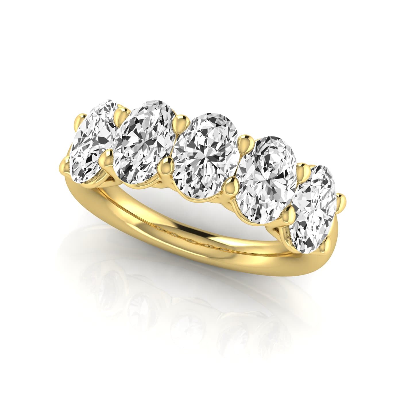 1/2 Spread Oval Diamond Wedding Band (3 3/4 ct. tw.), On hand view in yellow gold