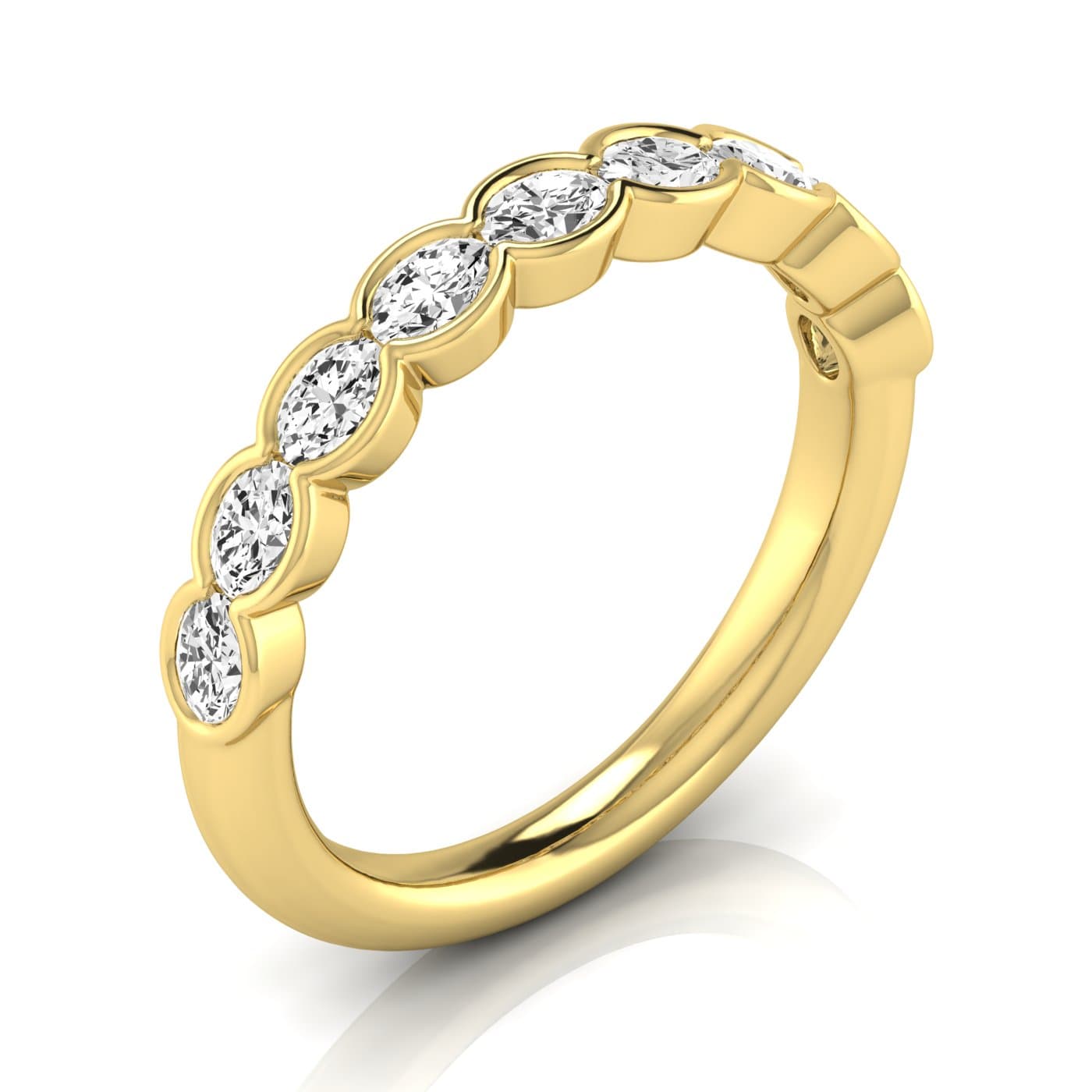 1/2 Spread Oval Diamond Wedding Band (0.81 ct. tw.), Front view in yellow gold