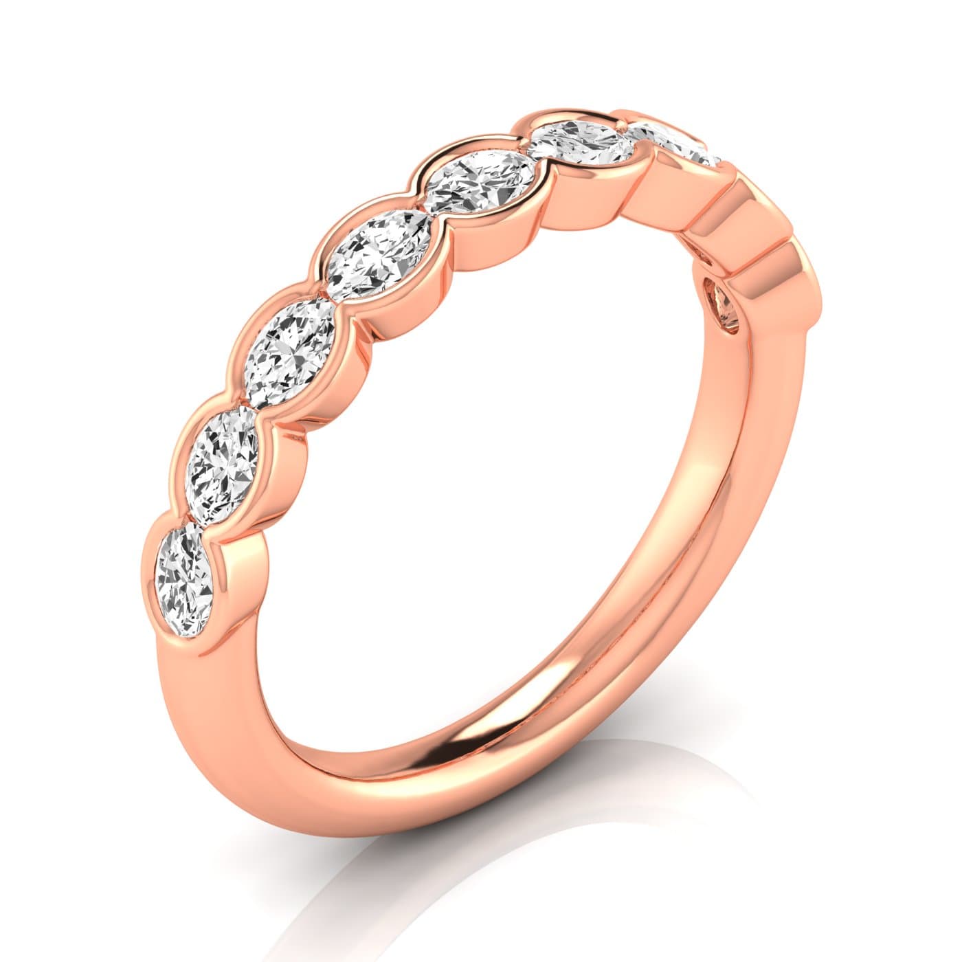 1/2 Spread Oval Diamond Wedding Band (0.81 ct. tw.), Front view in rose gold