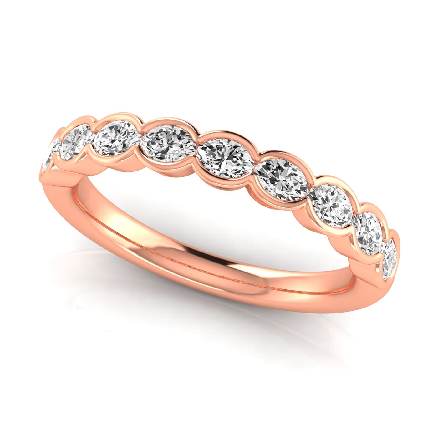 1/2 Spread Oval Diamond Wedding Band (0.81 ct. tw.), On hand view in rose gold