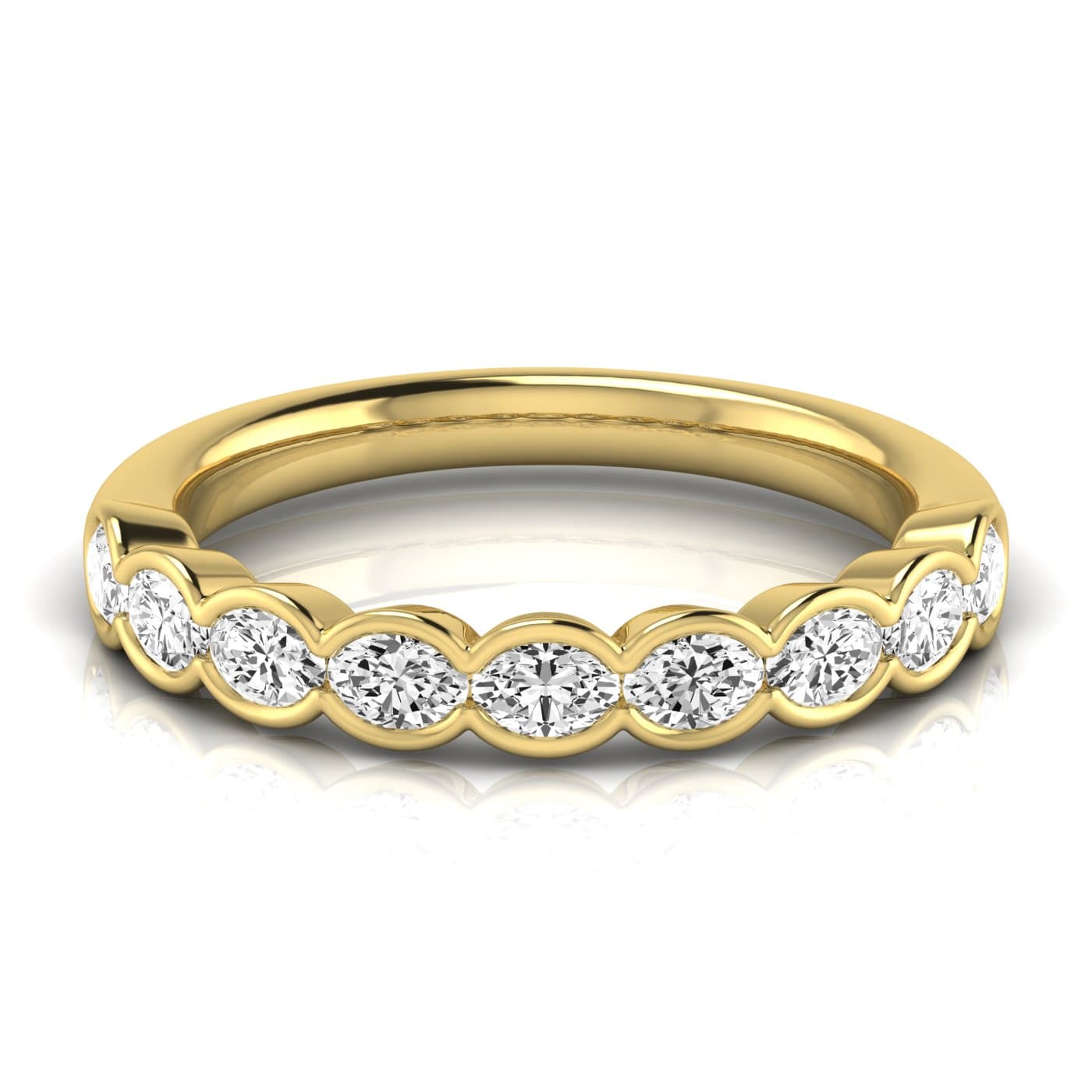 1/2 Spread Oval Diamond Wedding Band (0.81 ct. tw.), Side view in yellow gold