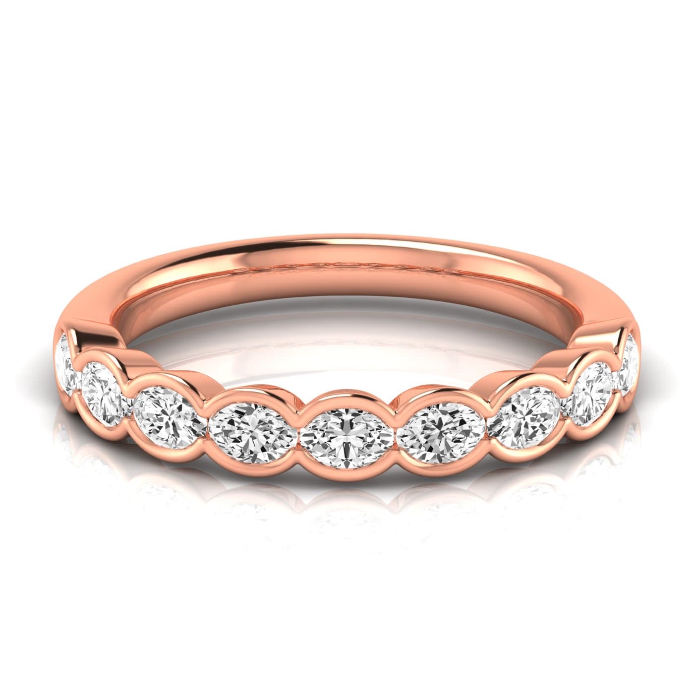 1/2 Spread Oval Diamond Wedding Band (0.81 ct. tw.), Side view in rose gold
