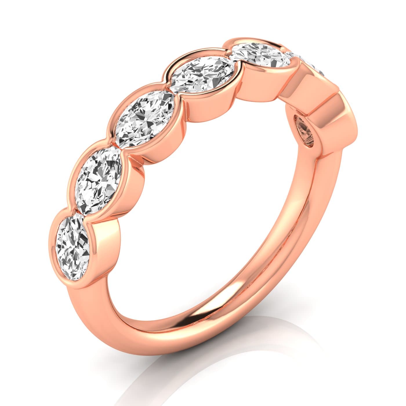 1/2 Spread Oval Diamond Wedding Band (1 3/4 ct. tw.), Front view in rose gold
