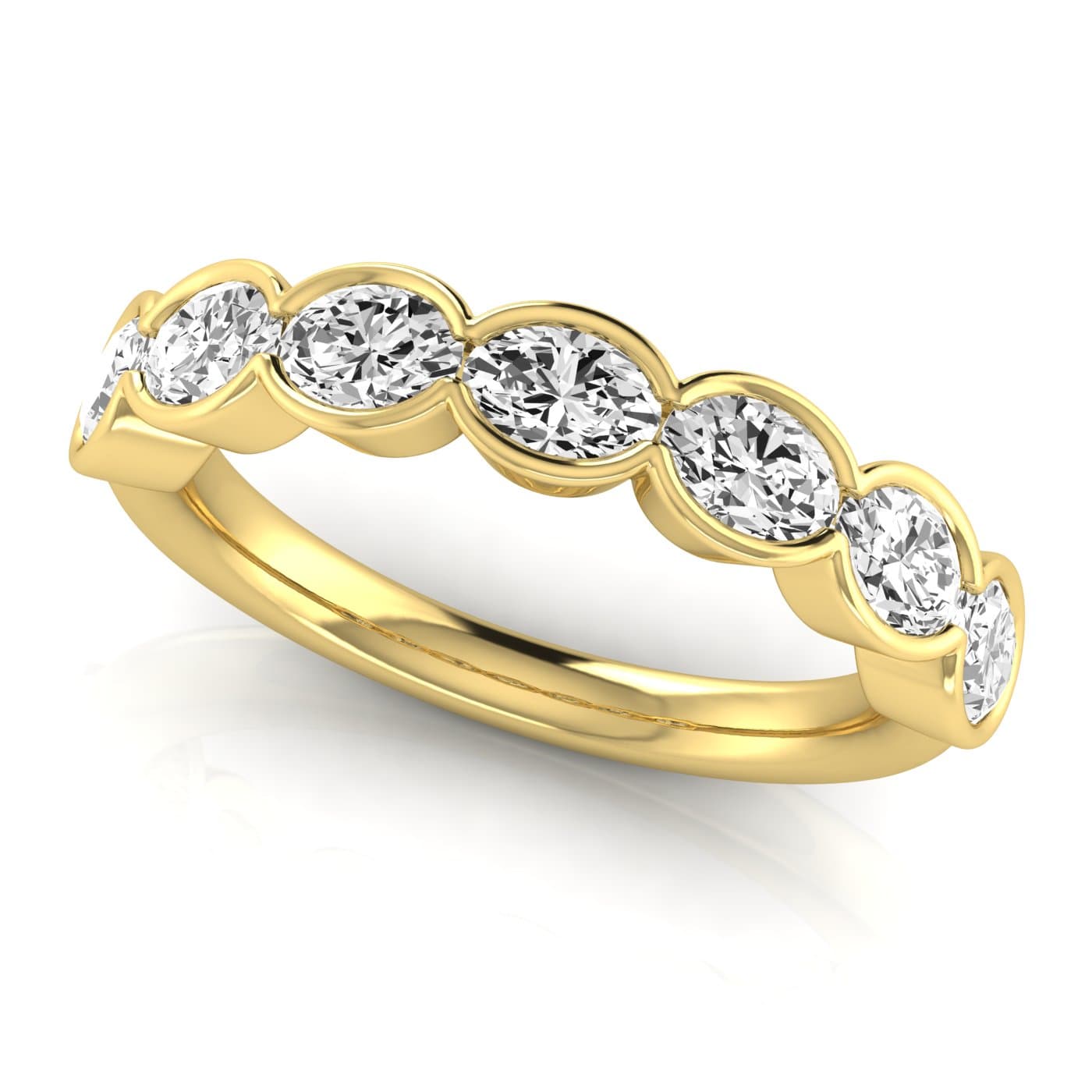 1/2 Spread Oval Diamond Wedding Band (1 3/4 ct. tw.), On hand view in yellow gold