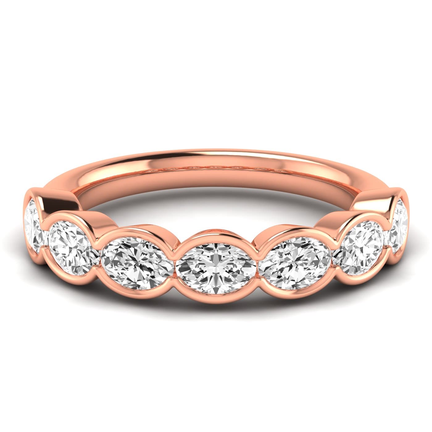 1/2 Spread Oval Diamond Wedding Band (1 3/4 ct. tw.), Side view in rose gold