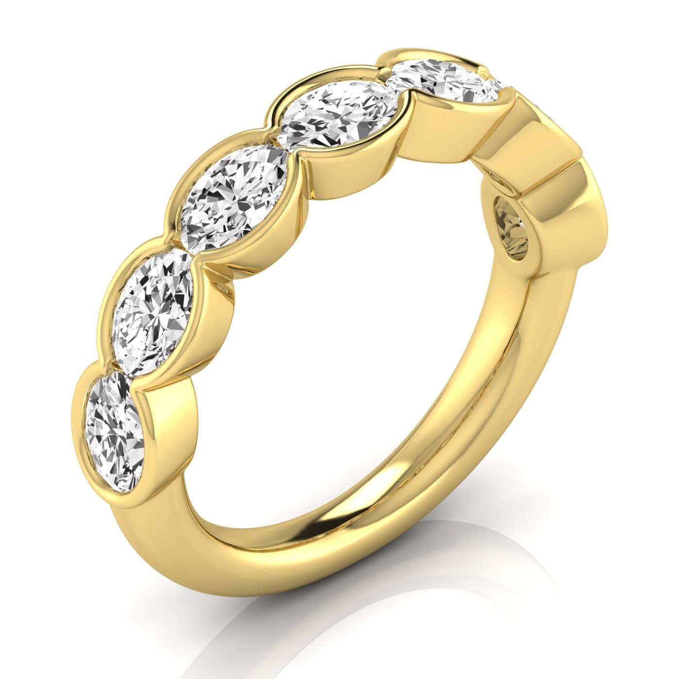 1/2 Spread Oval Diamond Wedding Band (2.31 ct. tw.), Front view in yellow gold
