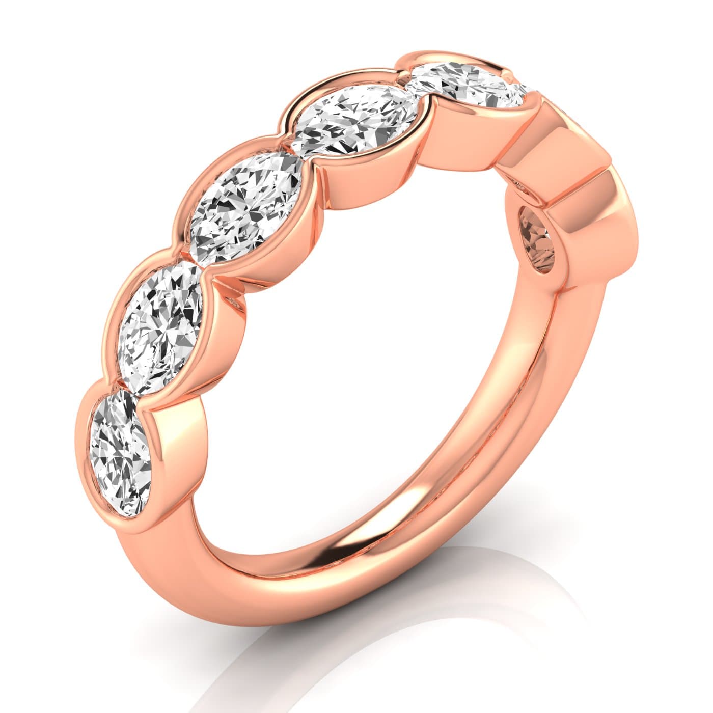 1/2 Spread Oval Diamond Wedding Band (2.31 ct. tw.), Front view in rose gold