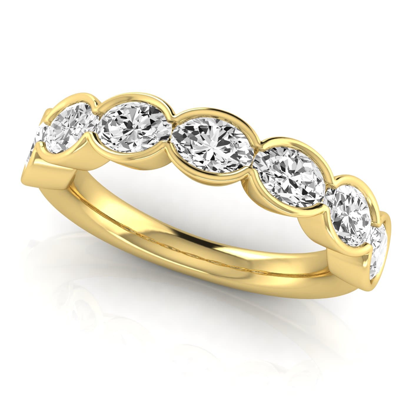1/2 Spread Oval Diamond Wedding Band (2.31 ct. tw.), On hand view in yellow gold