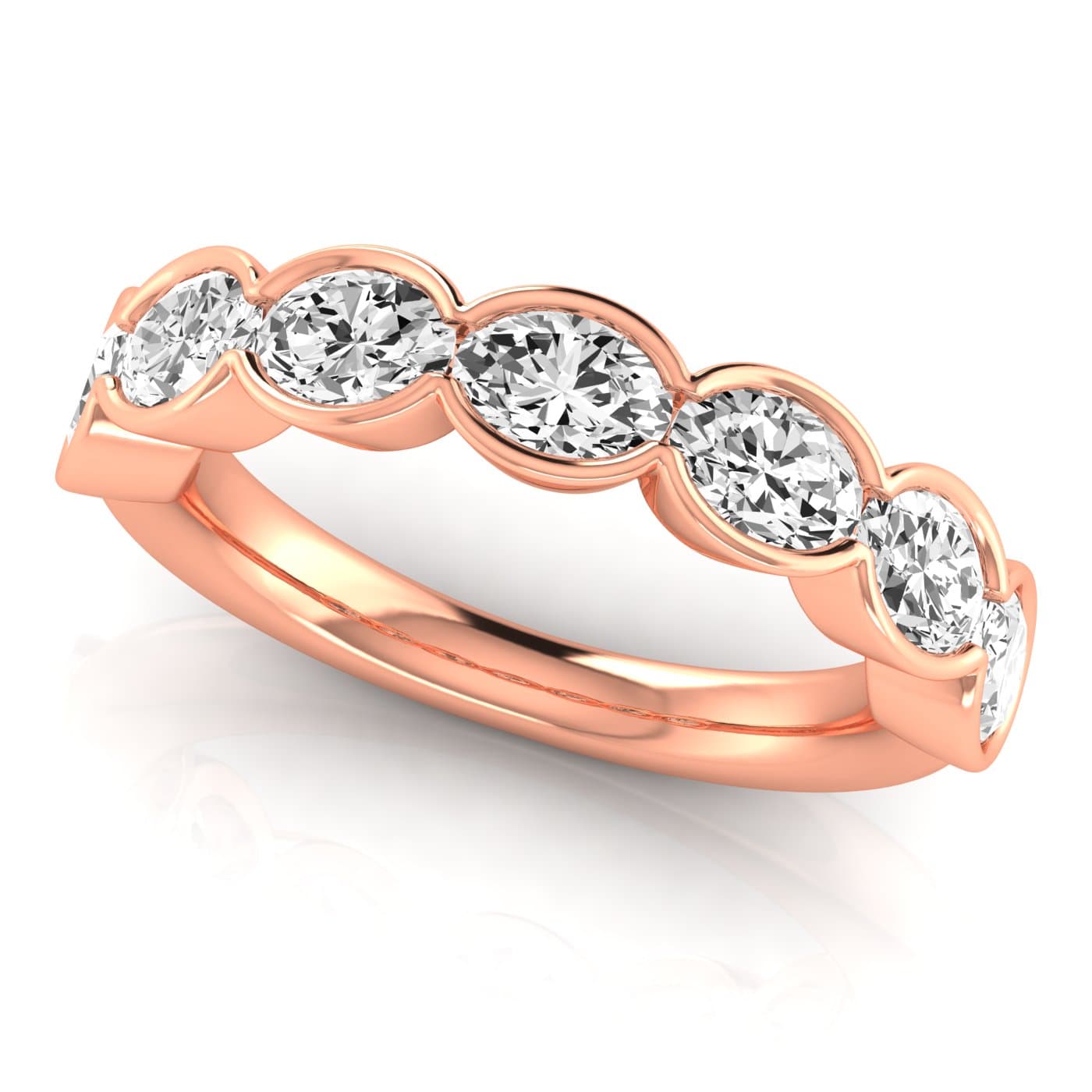 1/2 Spread Oval Diamond Wedding Band (2.31 ct. tw.), On hand view in rose gold