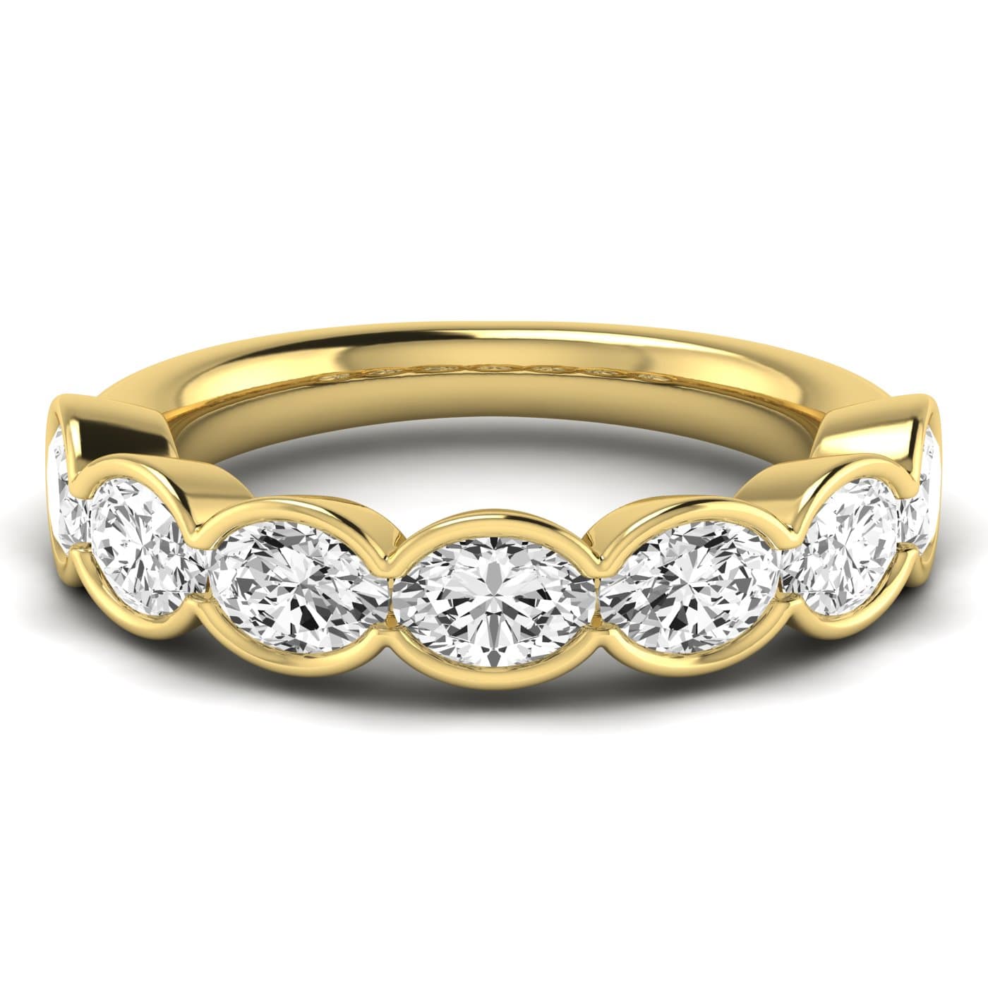 1/2 Spread Oval Diamond Wedding Band (2.31 ct. tw.), Side view in yellow gold