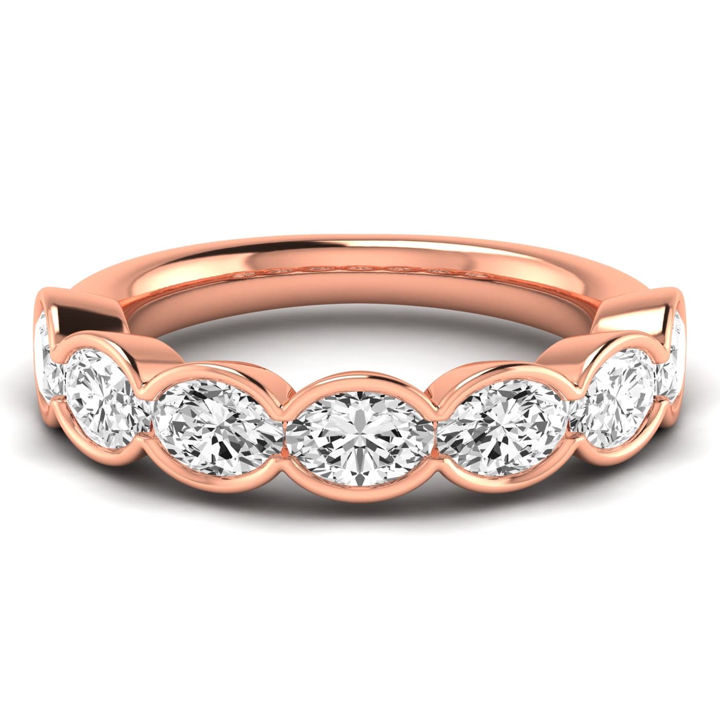 1/2 Spread Oval Diamond Wedding Band (2.31 ct. tw.), Side view in rose gold