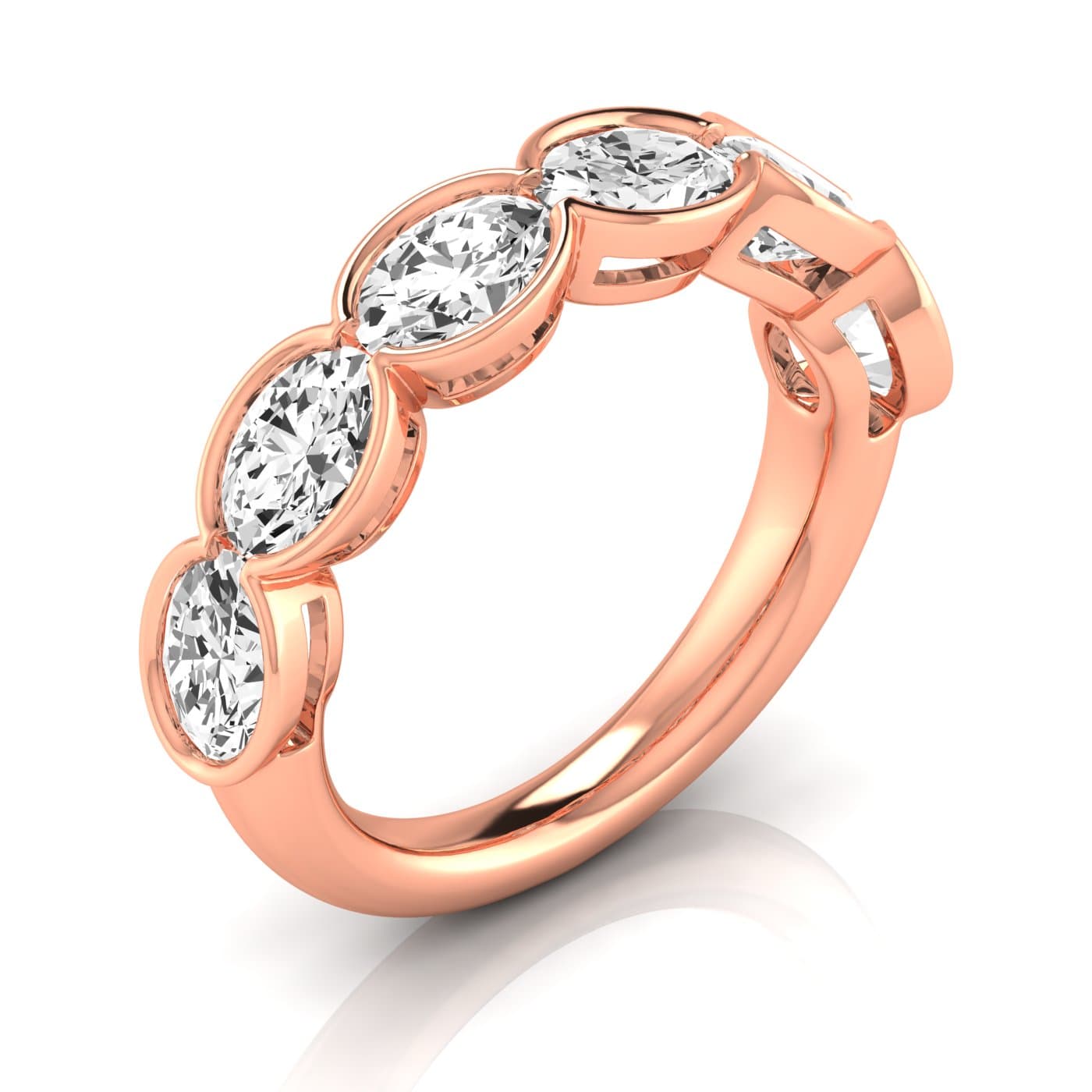 1/2 Spread Oval Diamond Wedding Band (3 ct. tw.), Front view in rose gold