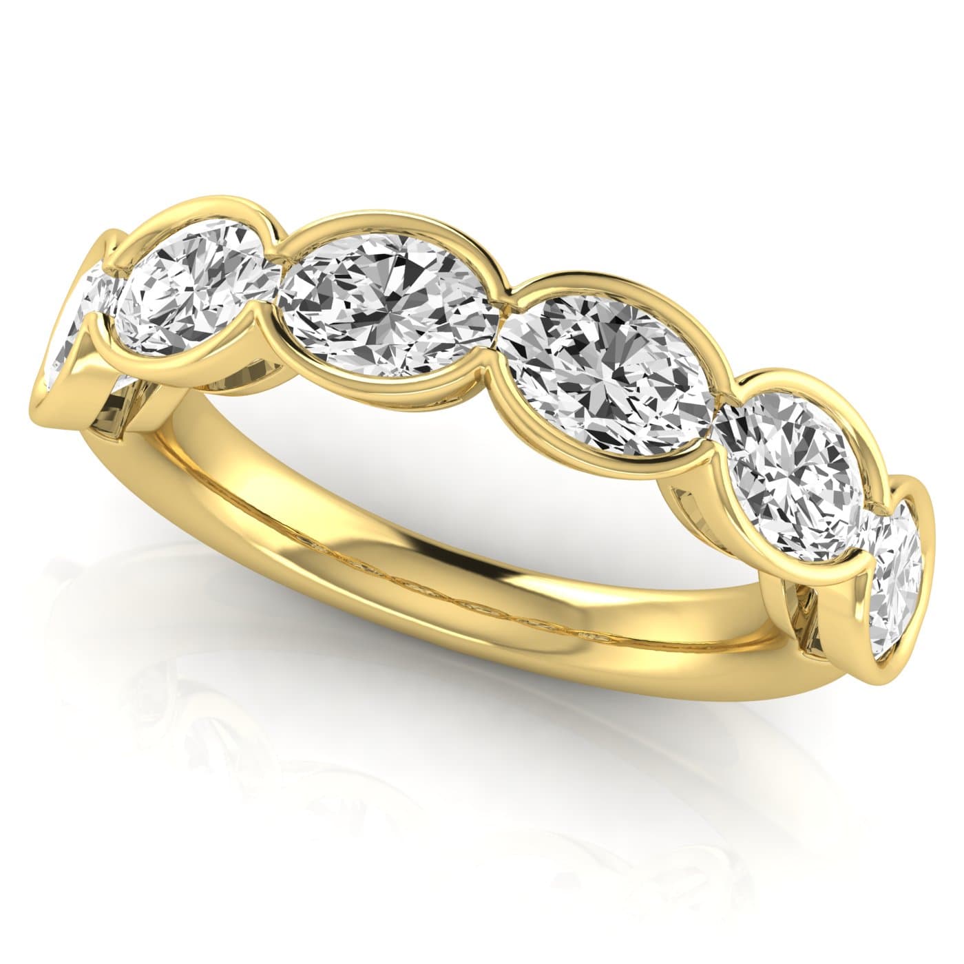 1/2 Spread Oval Diamond Wedding Band (3 ct. tw.), On hand view in yellow gold