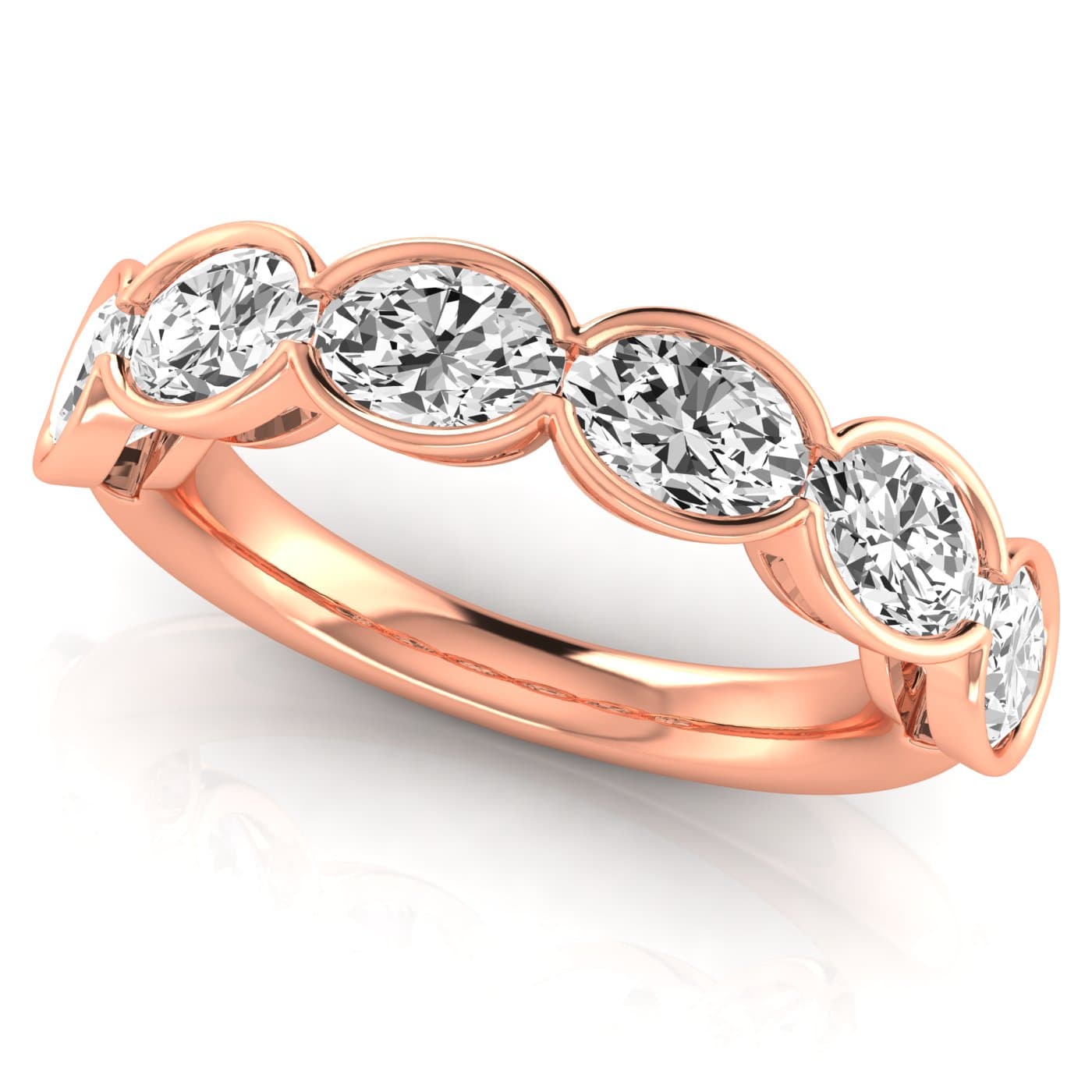 1/2 Spread Oval Diamond Wedding Band (3 ct. tw.), On hand view in rose gold