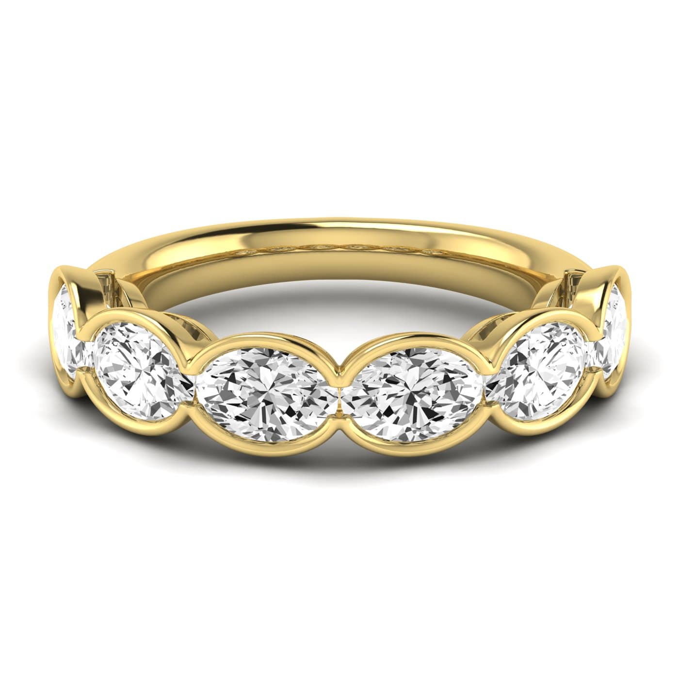 1/2 Spread Oval Diamond Wedding Band (3 ct. tw.), Side view in yellow gold