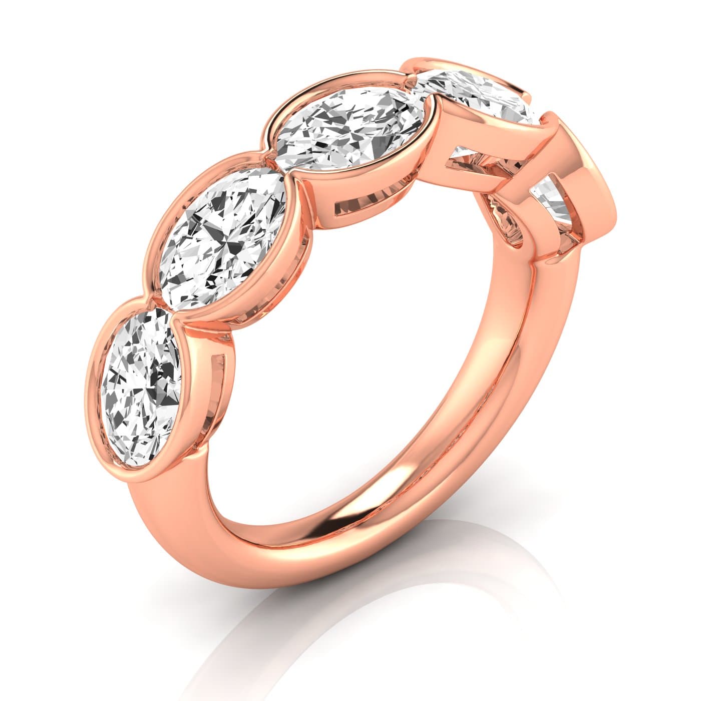 1/2 Spread Oval Diamond Wedding Band (3 3/4 ct. tw.), Front view in rose gold