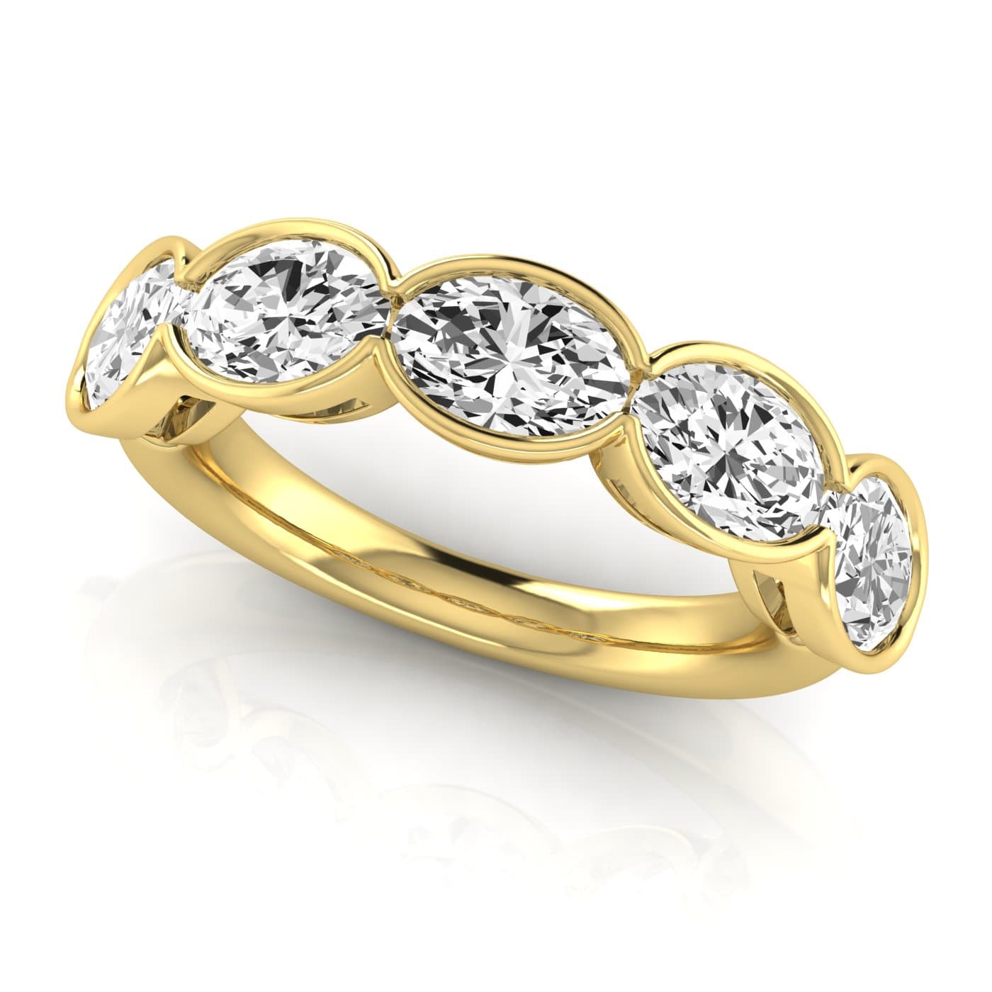 1/2 Spread Oval Diamond Wedding Band (3 3/4 ct. tw.), On hand view in yellow gold