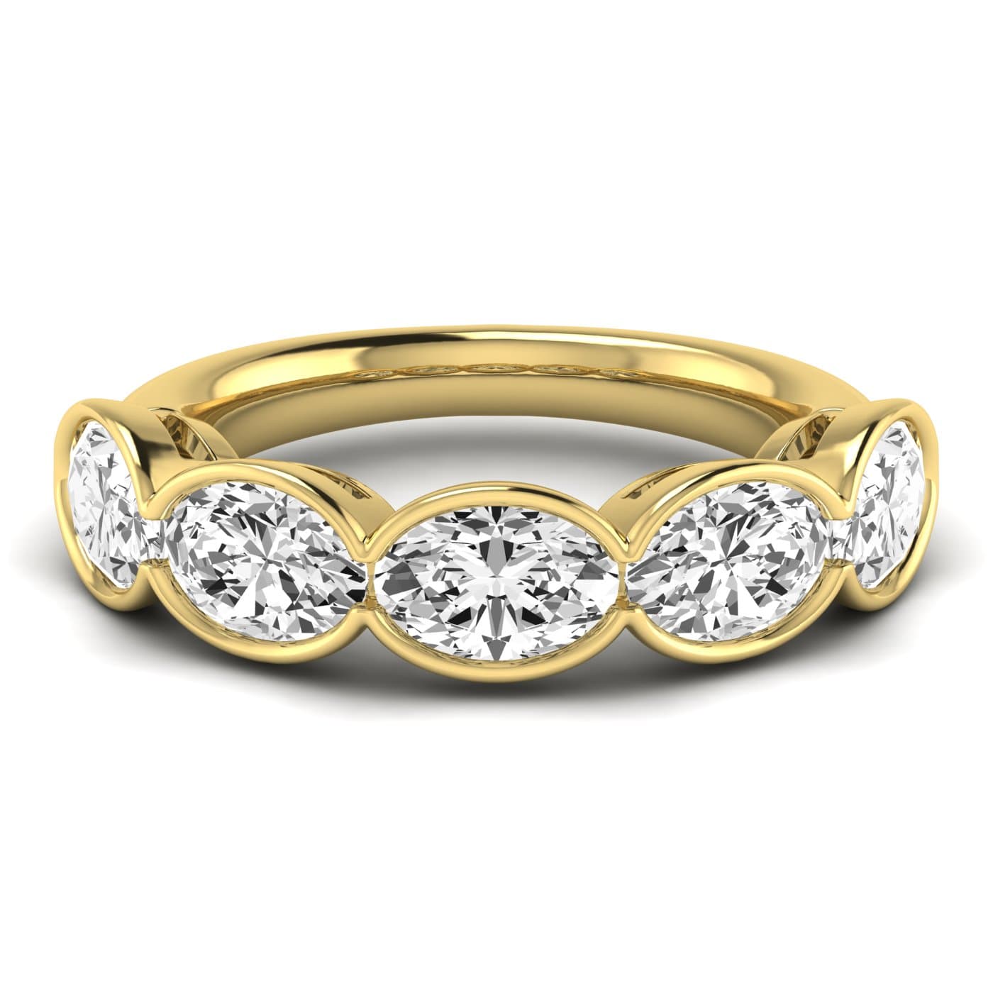 1/2 Spread Oval Diamond Wedding Band (3 3/4 ct. tw.), Side view in yellow gold