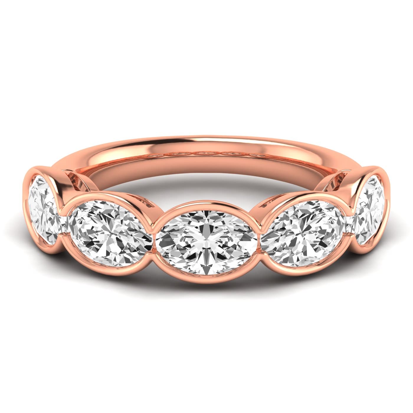 1/2 Spread Oval Diamond Wedding Band (3 3/4 ct. tw.), Side view in rose gold