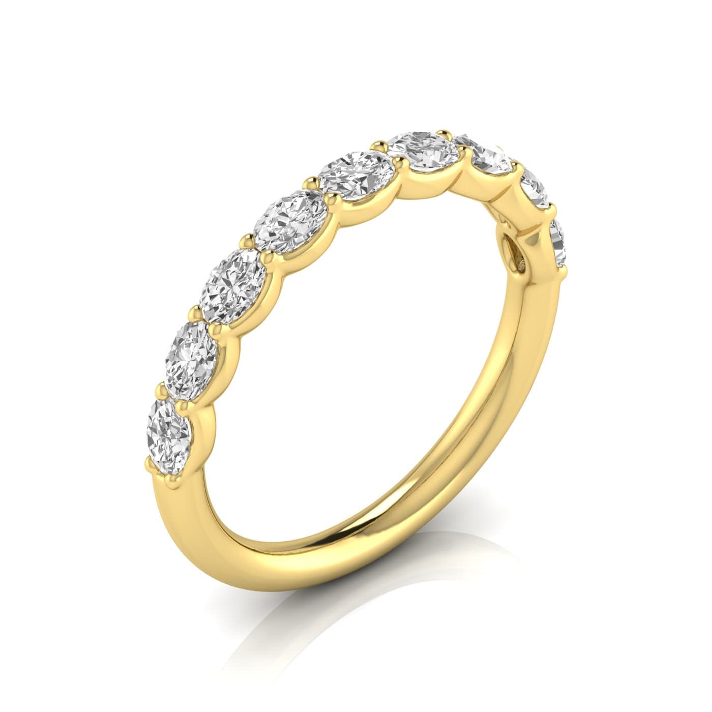 1/2 Spread Oval Diamond Wedding Band (0.81 ct. tw.), Front view in yellow gold