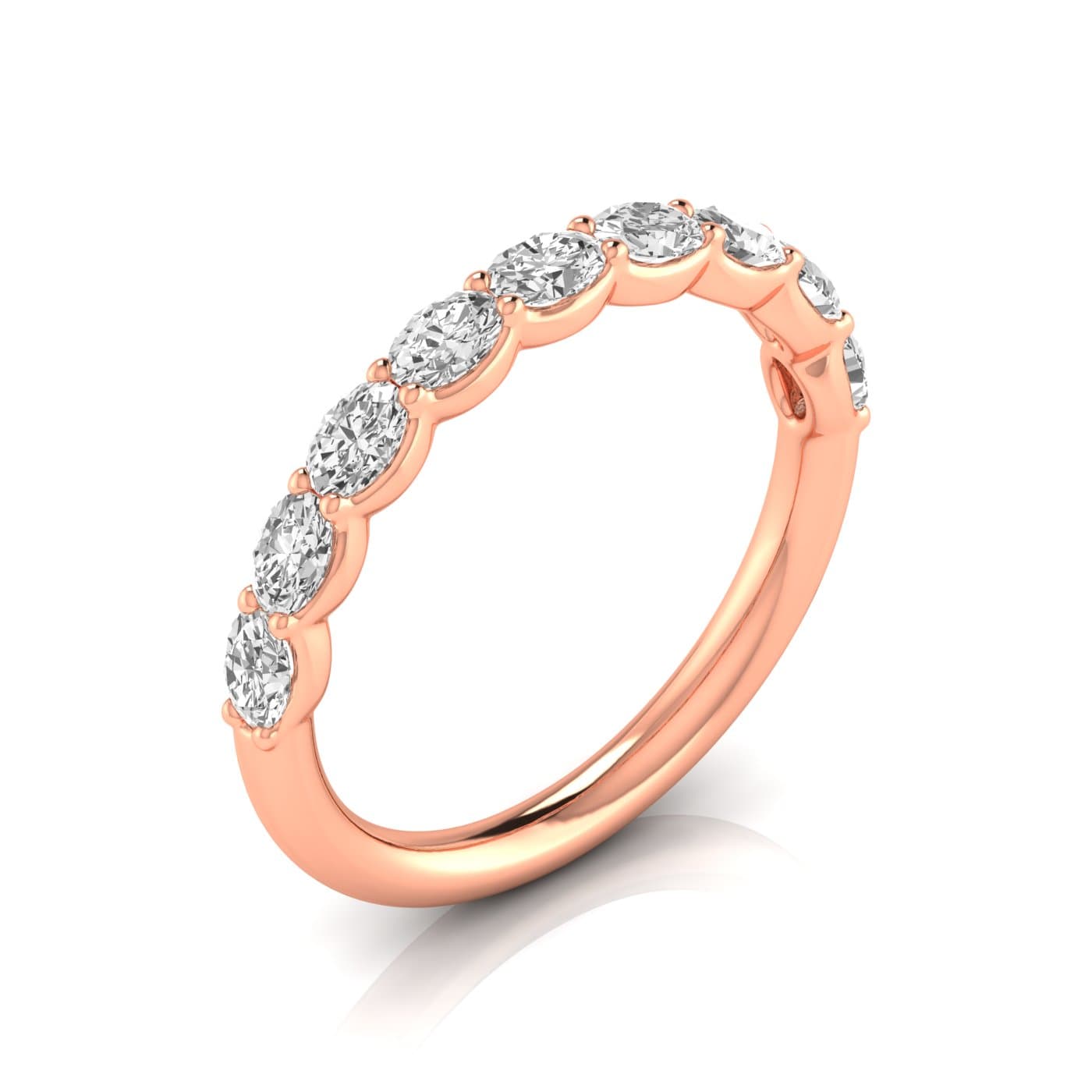 1/2 Spread Oval Diamond Wedding Band (0.81 ct. tw.), Front view in rose gold