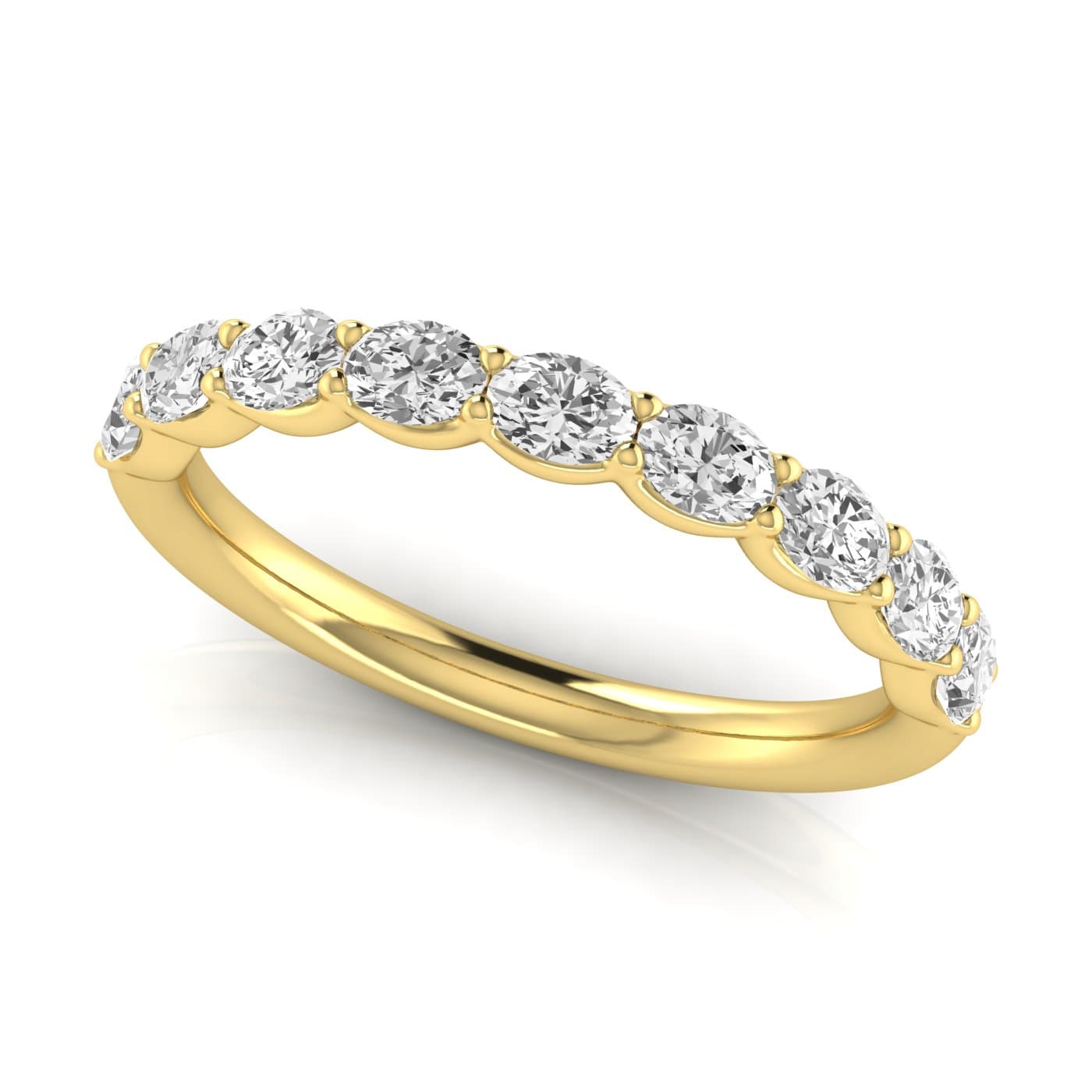 1/2 Spread Oval Diamond Wedding Band (0.81 ct. tw.), On hand view in yellow gold