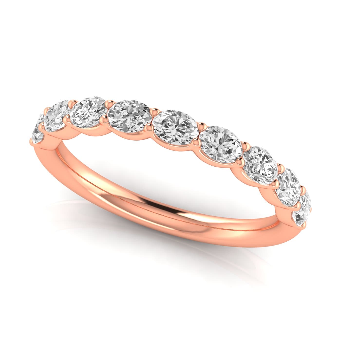 1/2 Spread Oval Diamond Wedding Band (0.81 ct. tw.), On hand view in rose gold