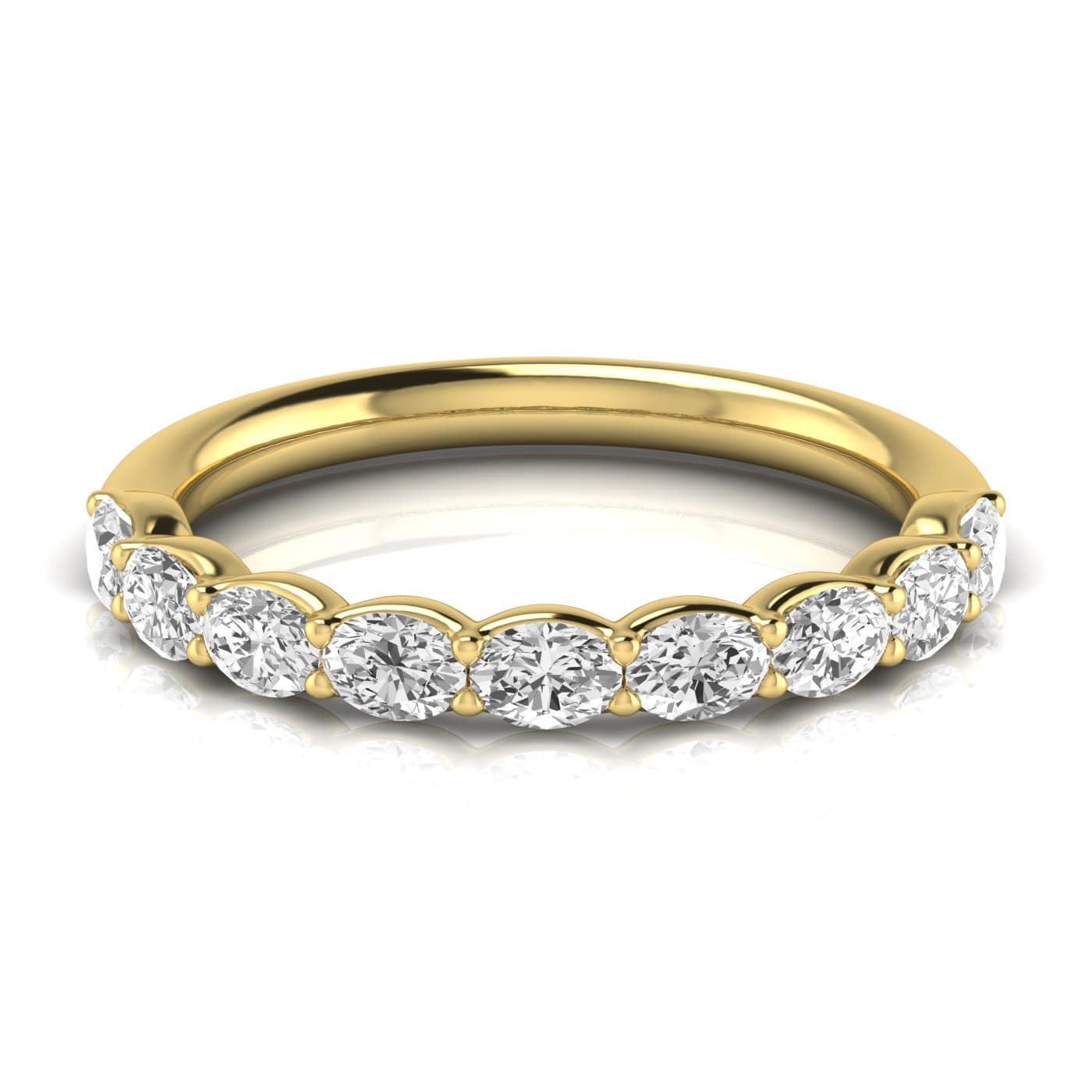 1/2 Spread Oval Diamond Wedding Band (0.81 ct. tw.), Side view in yellow gold