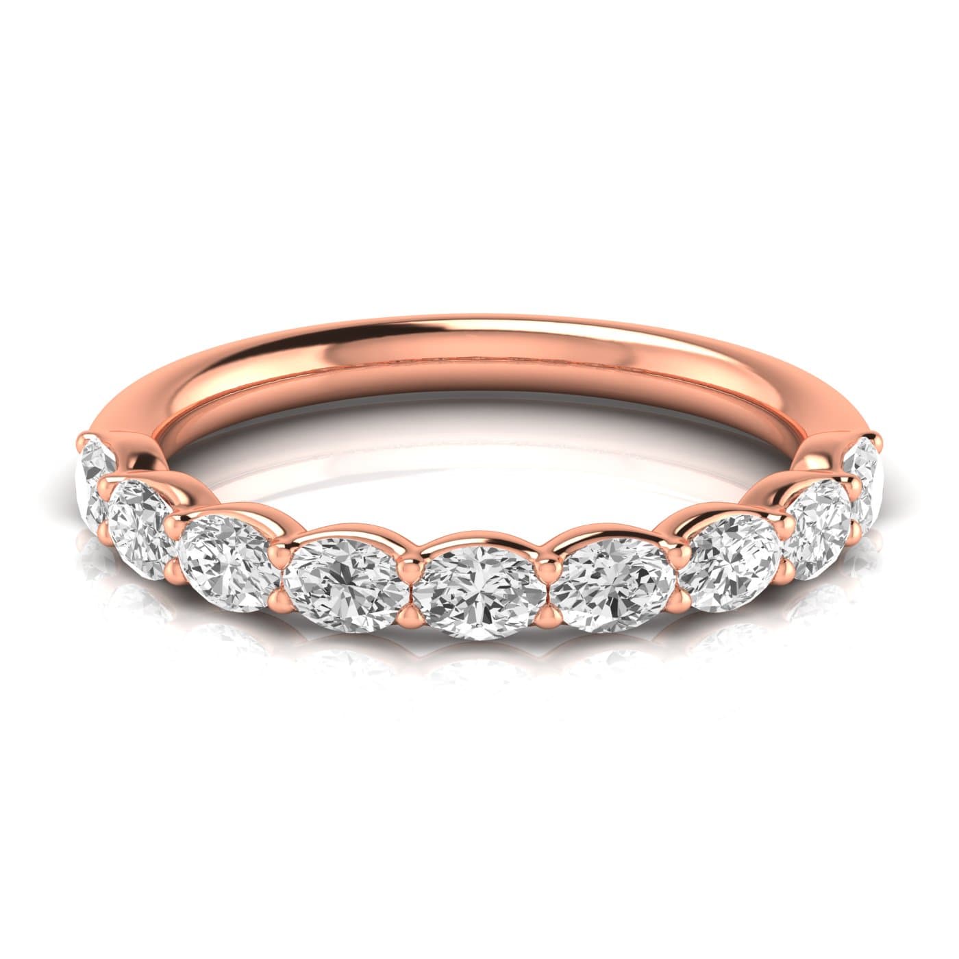 1/2 Spread Oval Diamond Wedding Band (0.81 ct. tw.), Side view in rose gold