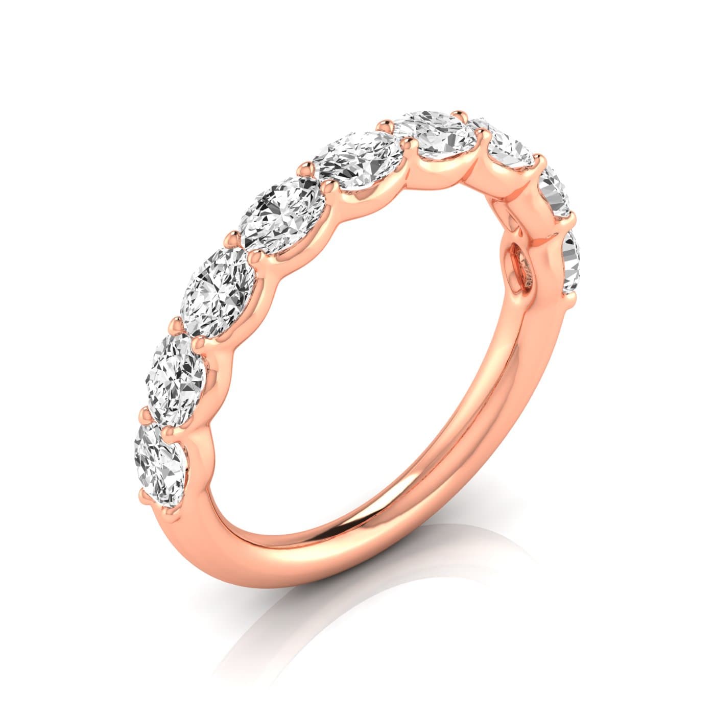 1/2 Spread Oval Diamond Wedding Band (1 1/3 ct. tw.), Front view in rose gold
