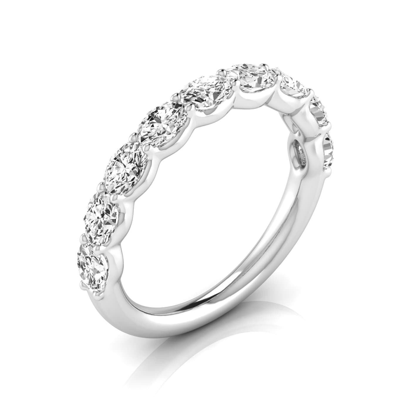 1/2 Spread Oval Diamond Wedding Band (1 1/3 ct. tw.), Front view in white gold or platinum