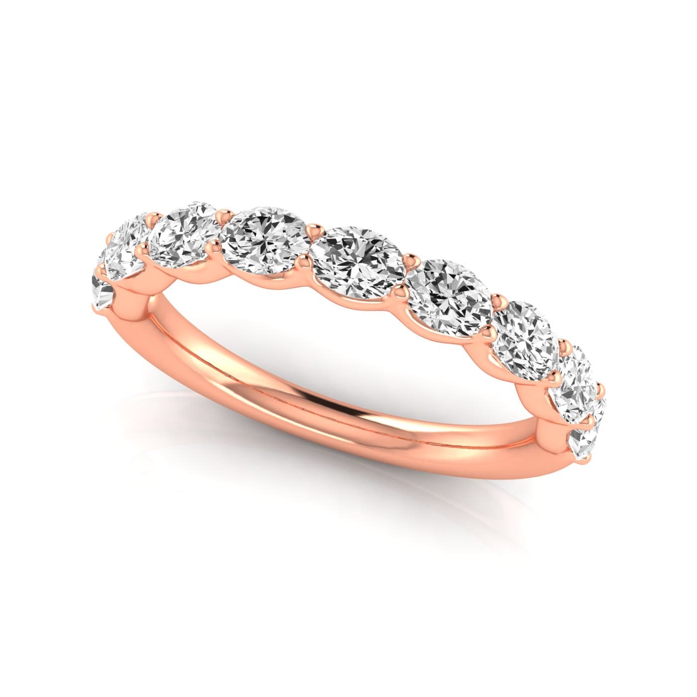 1/2 Spread Oval Diamond Wedding Band (1 1/3 ct. tw.), On hand view in rose gold