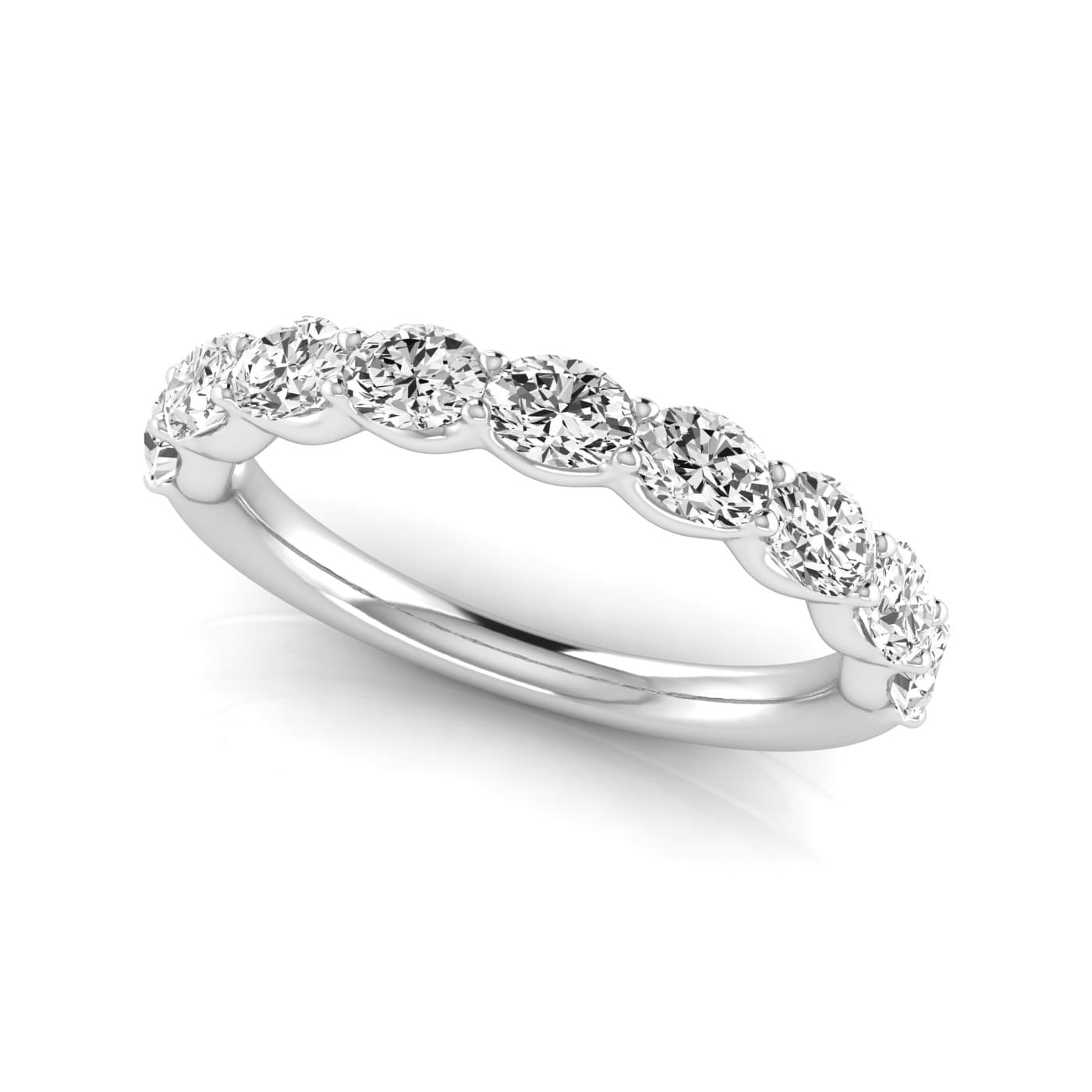 1/2 Spread Oval Diamond Wedding Band (1 1/3 ct. tw.), On hand view in white gold or platinum