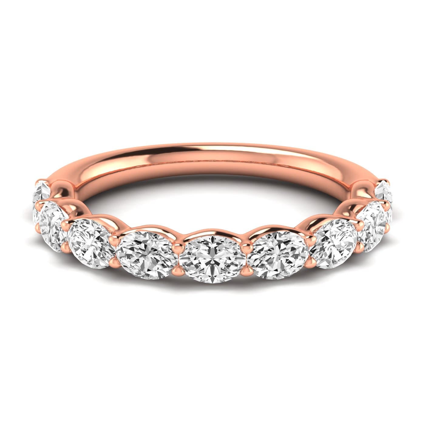 1/2 Spread Oval Diamond Wedding Band (1 1/3 ct. tw.), Side view in rose gold