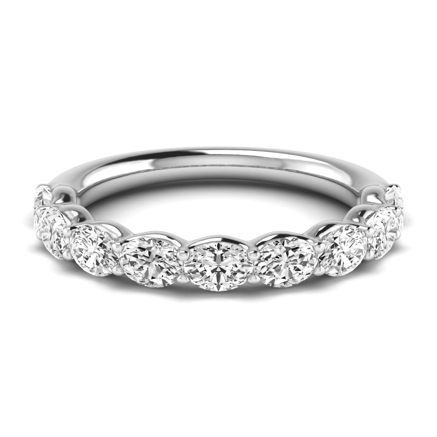 1/2 Spread Oval Diamond Wedding Band (1 1/3 ct. tw.), Side view in white gold or platinum