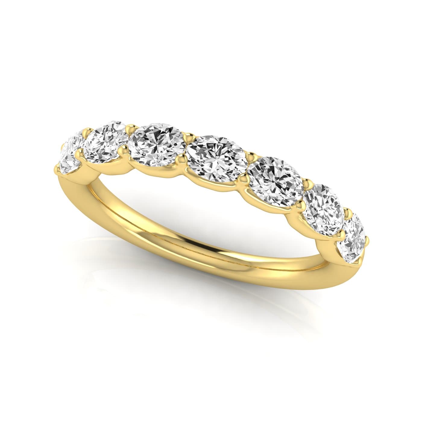1/2 Spread Oval Diamond Wedding Band (1.4 ct. tw.), On hand view in yellow gold