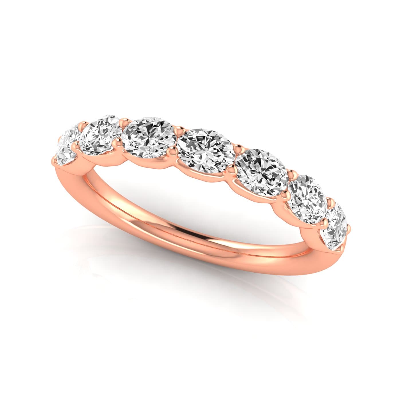 1/2 Spread Oval Diamond Wedding Band (1.4 ct. tw.), On hand view in rose gold