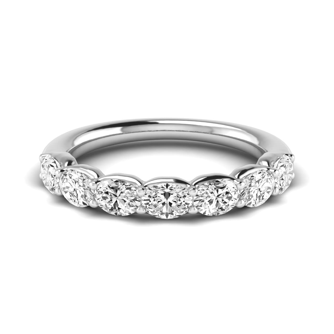 1/2 Spread Oval Diamond Wedding Band (1.4 ct. tw.), Side view in white gold or platinum