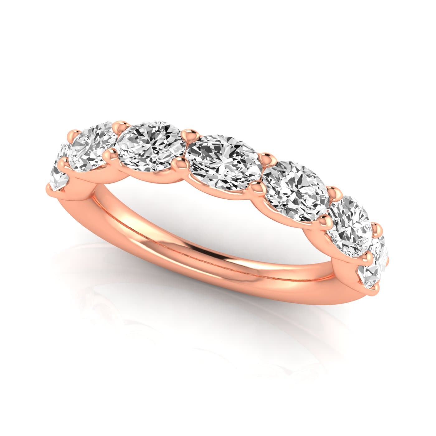1/2 Spread Oval Diamond Wedding Band (2.31 ct. tw.), On hand view in rose gold