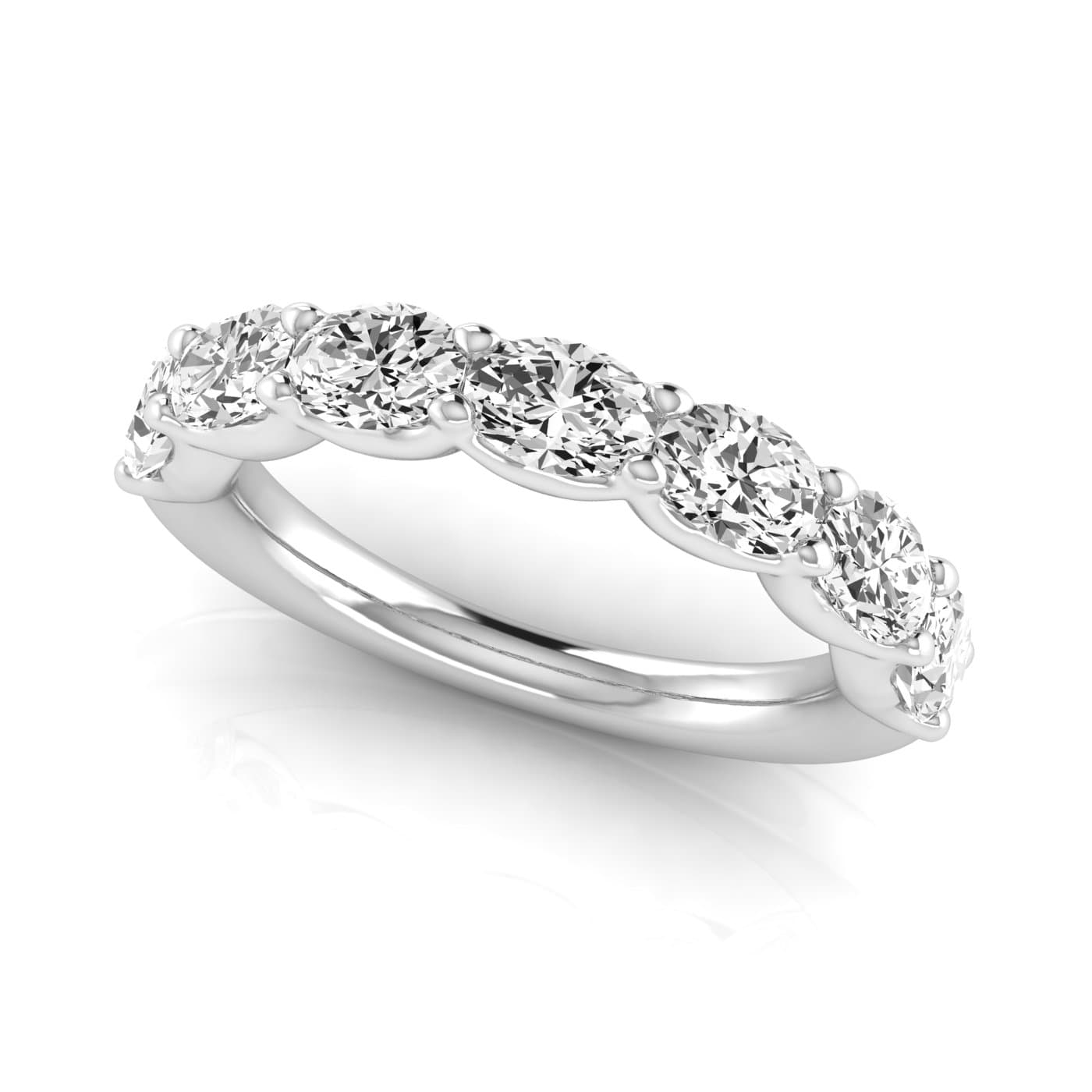 1/2 Spread Oval Diamond Wedding Band (2.31 ct. tw.), On hand view in white gold or platinum