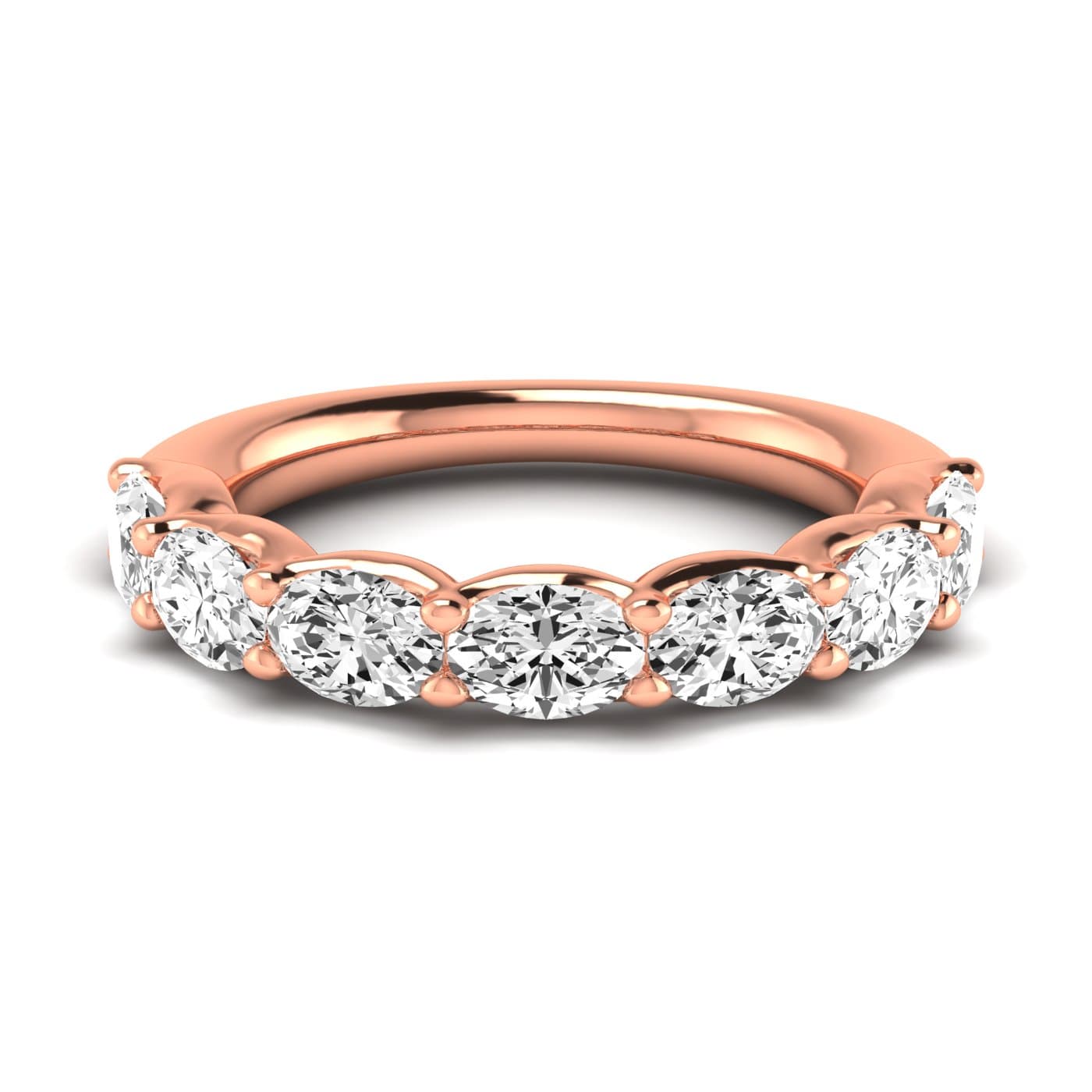 1/2 Spread Oval Diamond Wedding Band (2.31 ct. tw.), Side view in rose gold