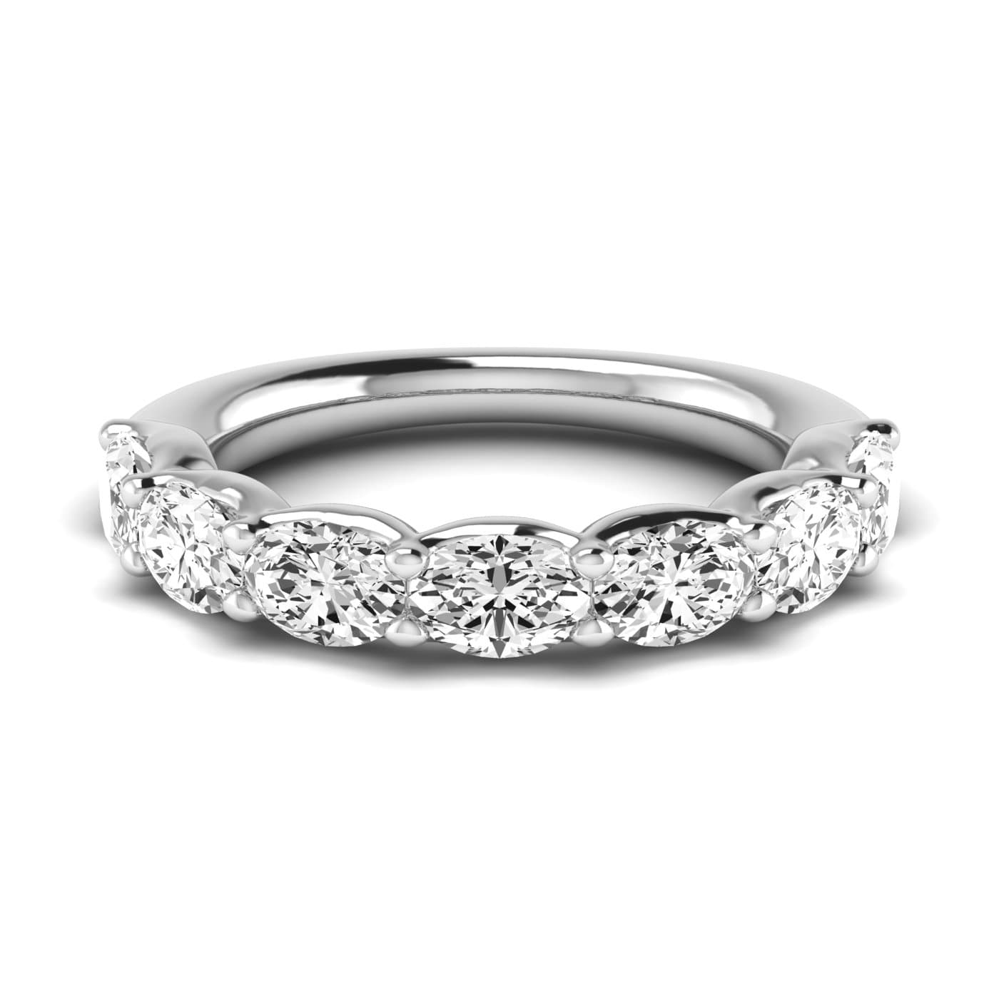 1/2 Spread Oval Diamond Wedding Band (2.31 ct. tw.), Side view in white gold or platinum