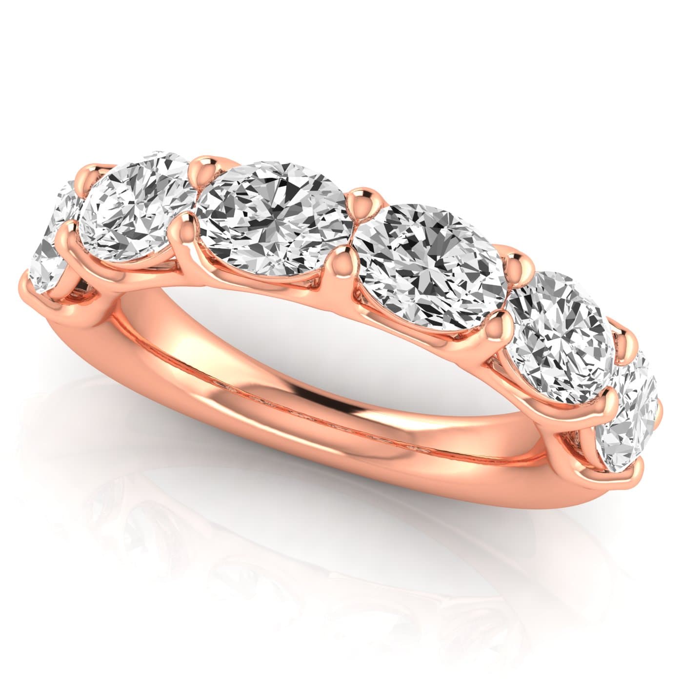 1/2 Spread Oval Diamond Wedding Band (3 ct. tw.), On hand view in rose gold
